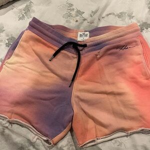 3 pairs Hollister Shorts - 1) Pink/Orange/Purple, 2) black 3) white/black/pink
